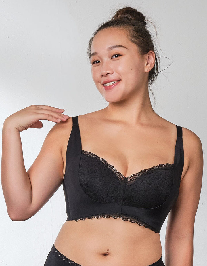 SOLUTION Mega W-Shape Support REsiltech™ Wing Non Wired Lace Bra Bra Her own words 