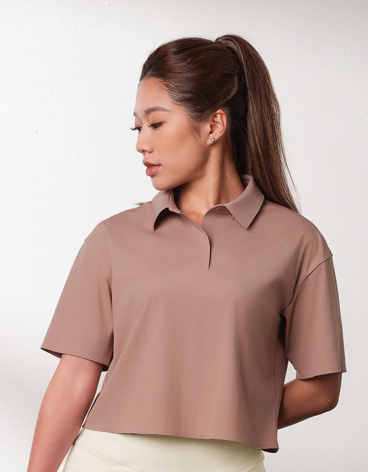FLOAT Short Sleeve Polo Crop Top Tops Her own words SPORTS 