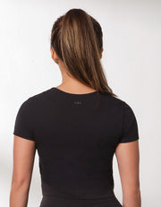 HOW-EFFORTLESS Ribbed UV Protection Slim Fit Short Sleeve Yoga Crop Top Tops Her own words SPORTS 