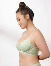 Airy REmatrixpad™ REwickMax™ Soft Touch Ultra-Breathable Lightly Lined Lace Bra Bra Her own words Ice Flow Floral Print 70B 