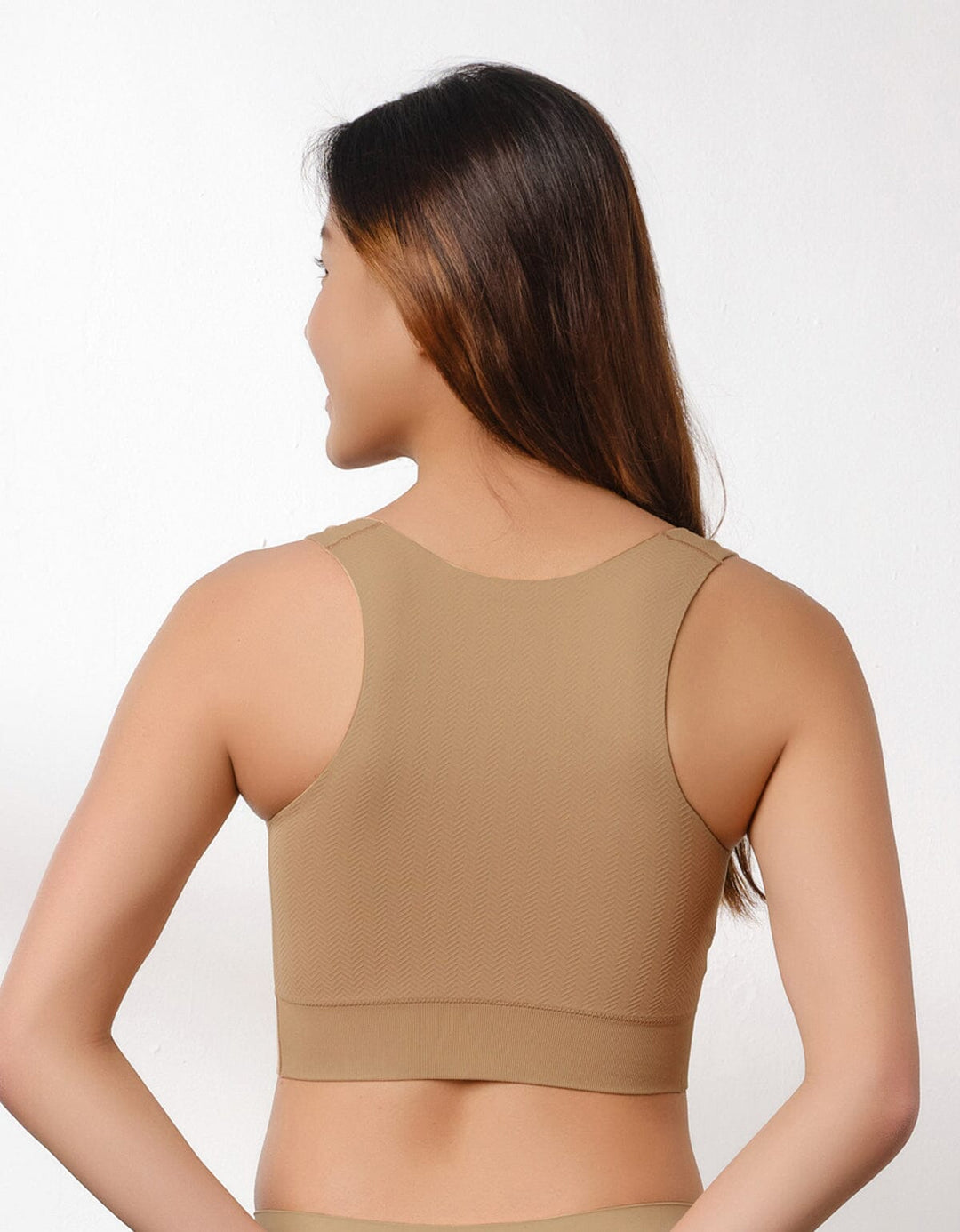 Invisible REherbafoam™ REextraSkin™ W-Shape Support High Neck Longline Knit Bra Top Bra Her own words Light Chinchilla XS 